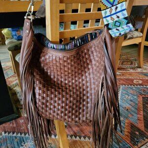 Custom Made Basketweave Fringe Hobo Purse.